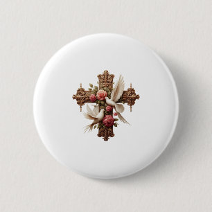 Cross and Doves PNG Clipart - Religious Christian  2 Inch Round Button