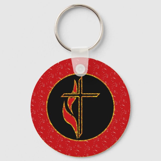 Cross and Flame Keychain (Front)