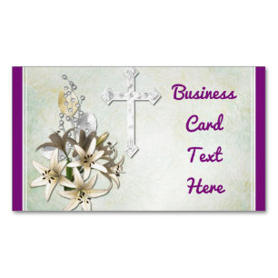 Cross And Flowers Magnetic Business Card
