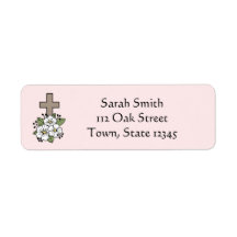 Cross and Flowers Personalized Return Address