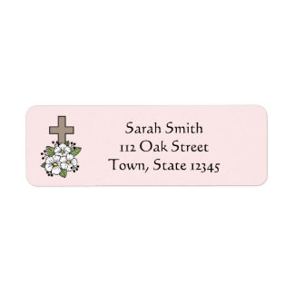 Cross and Flowers Personalized Return Address