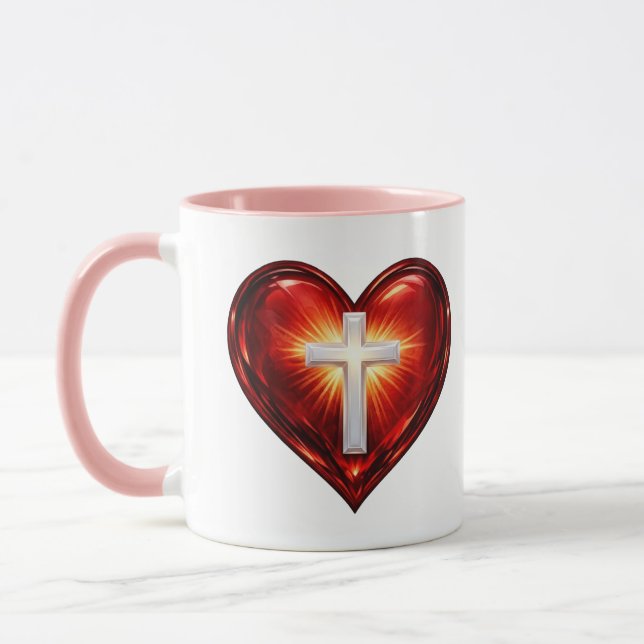 Cross and Heart Mug (Left)