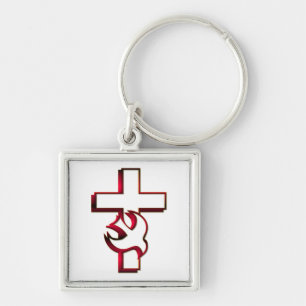 Cross and Holy Spirit / Holy Ghost Keychain