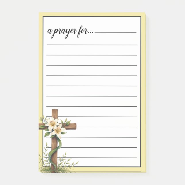 Cross and Lilies War Room Prayer Post-it Notes (Front)