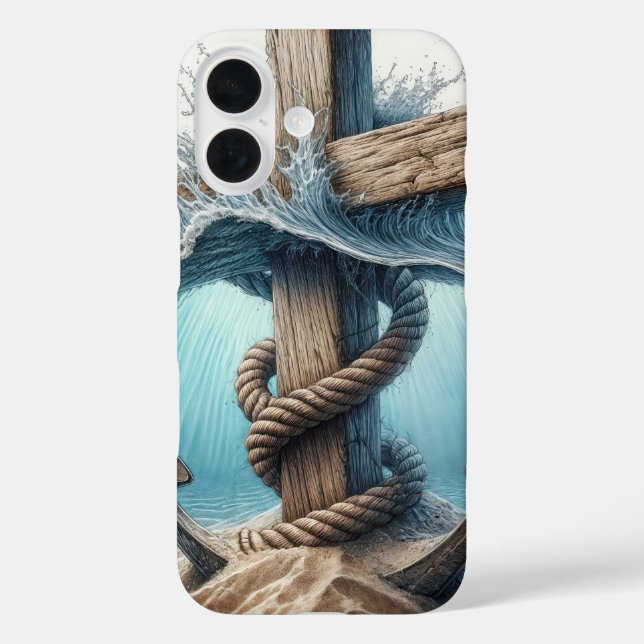 Cross and Nautical Anchor In Water Case-Mate iPhone Case (Back)