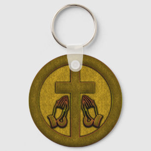 CROSS AND PRAYING HANDS KEYCHAIN