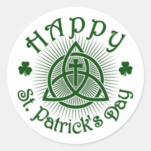 Cross And Shamrocks Round Sticker