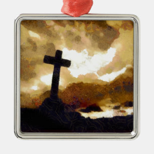 Cross and Sky Metal Ornament