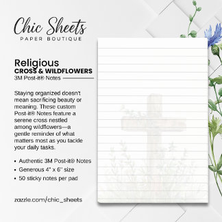 Cross and Wildflowers 3M Post-it® Notes