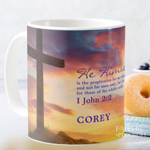 Cross at Dusk Scripture Personalized Coffee Mug