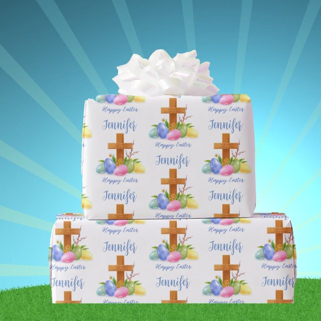 Cross at Easter Add Recipient's Name Wrapping Paper (Creator Uploaded)