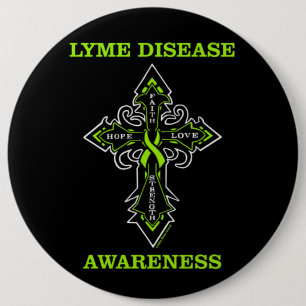 Cross/Awareness...Lyme Disease 6 Inch Round Button