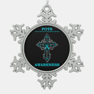 Cross/Awareness...POTS Snowflake Pewter Christmas Ornament