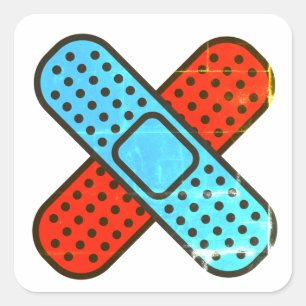 Cross Bandage Bandaid Square Sticker