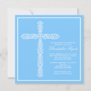 Cross Baptism Christening Boy Baptism Inviation Invitation