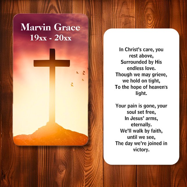 Cross Birds Sunset Funeral Prayer Card (Cross Birds Sunset Funeral Prayer Card)