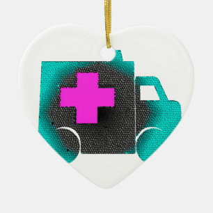 cross blue ambulance nurse emt doctor medical ceramic ornament
