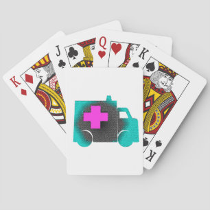 cross blue ambulance nurse emt doctor medical playing cards