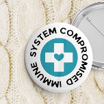Cross Blue Heart Compromised Immune System 3 Inch Round Button<br><div class="desc">Compromised immune system button in white with a blue circle in the middle with a white cross and a blue heart.</div>