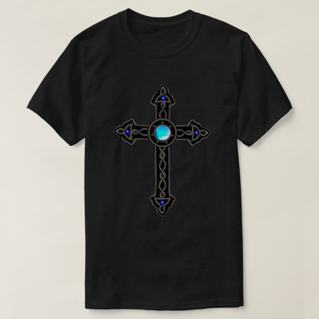 Cross Blue Stone Evil Eyes  T-Shirt (Design Front)