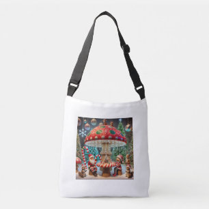 Cross Body Bag: Christmas Mushroom Design Crossbody Bag