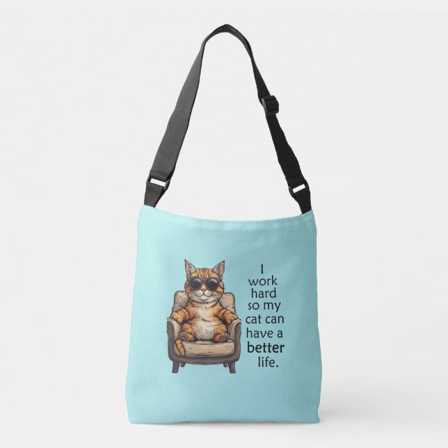 Cross Body Cat Theme Cat Boss Tote (Front)