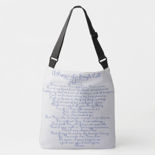 Cross Body Large Tote with Prayer of Single Cell