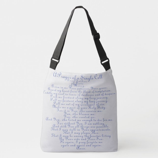 Cross Body Large Tote with Prayer of Single Cell (Front)
