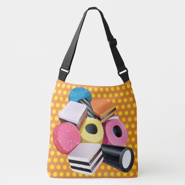 Cross body Tote. Candy Allsorts cascade Orange Crossbody Bag (Front)