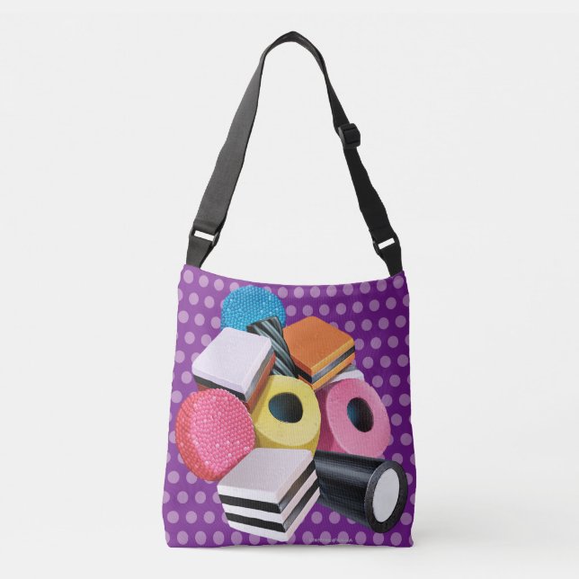 Cross body Tote. Candy Allsorts cascade purples Crossbody Bag (Front)