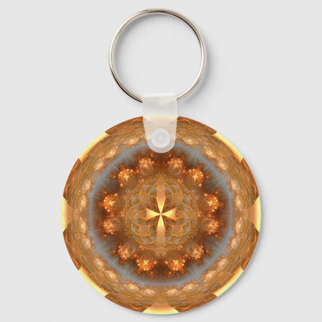 Cross bright round ornament keychain (Front)