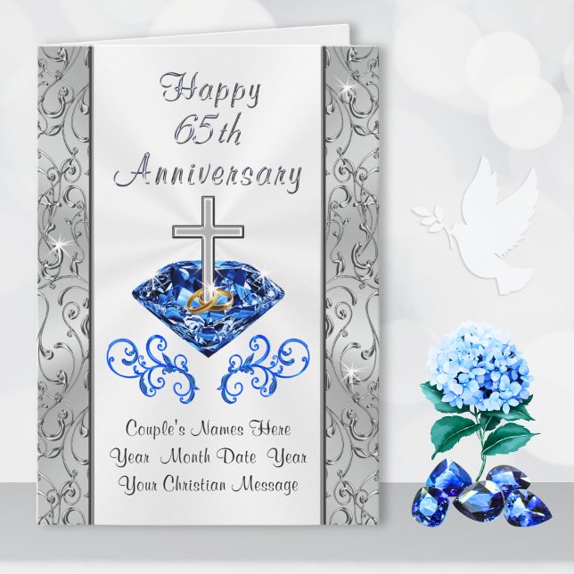 Cross Bursting from Sapphire 65th Anniversary Card (65th wedding anniversary cards. 65 years of marriage cards. Sapphire anniversary card.)