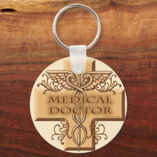 Cross Caduceus Doctor Keychain
