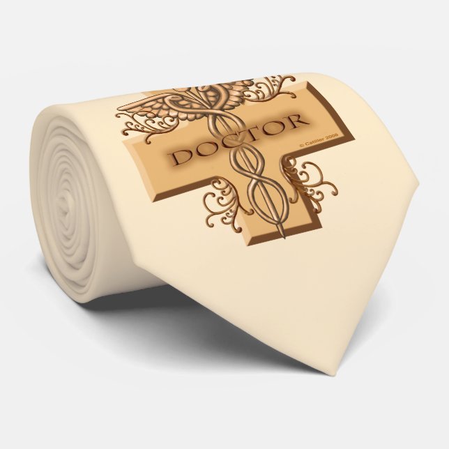 Cross caduceus doctor  tie (Rolled)