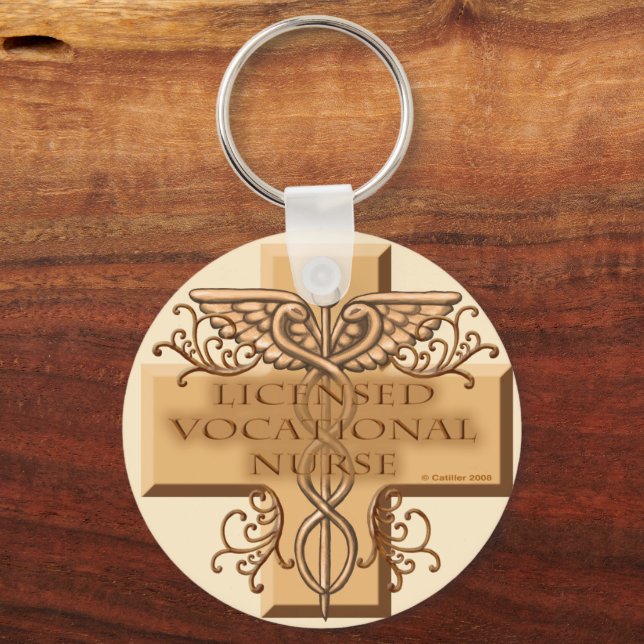 Cross Caduceus LVN Nurse Keychain (Front)