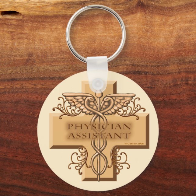 Cross Caduceus Physician Assistant Keychain (Front)