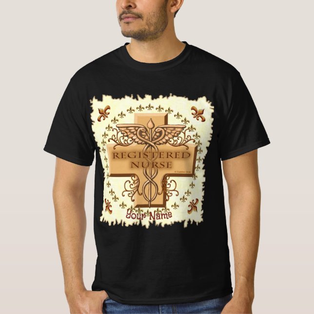 Cross Caduceus RN Nurse T-Shirt (Front)