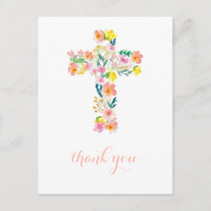 Cross carte de remerciements, religieux remercier 