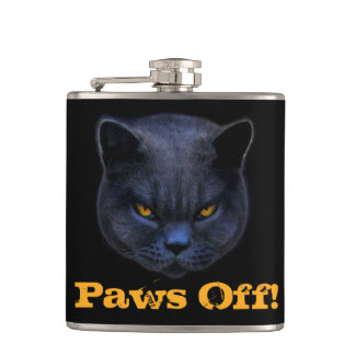 Cross Cat says Paws Off! Hip Flask