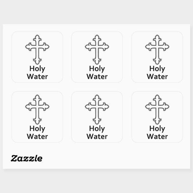 Cross Christianity Holy Water Square Sticker (Sheet)