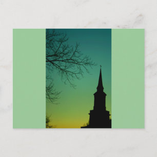Cross Church Steeple at Twilight Postcard