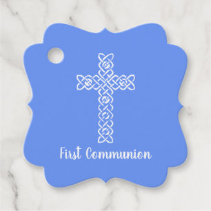 Cross   Cornflower Blue Communion Baptism Christen Favour Tags