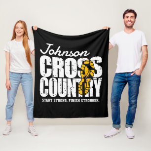 Cross Country ADD TEXT Runner Running Team Player Fleece Blanket