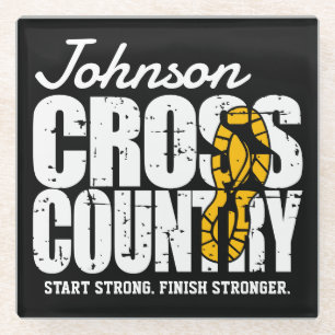 Cross Country ADD TEXT Runner Running Team Player Glass Coaster