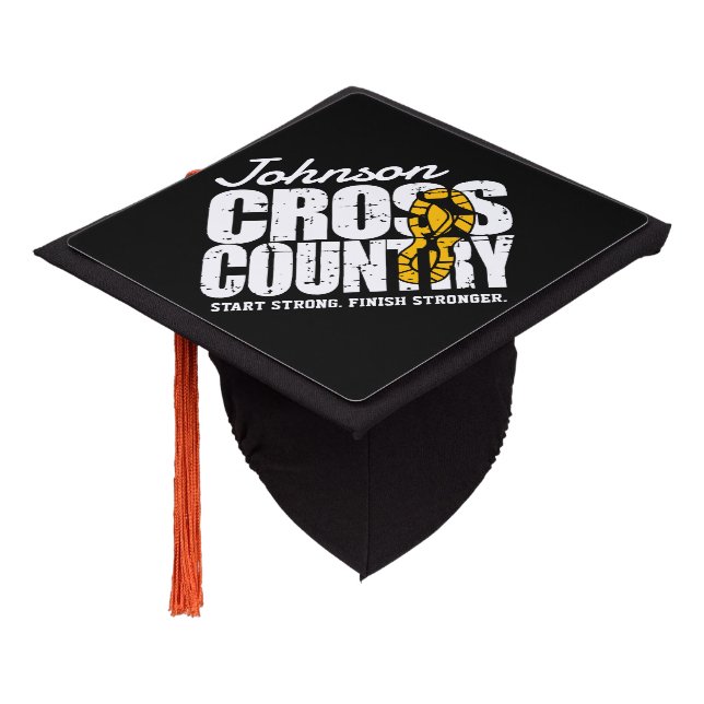 Cross Country ADD TEXT Runner Running Team Player Graduation Cap Topper (Angled)