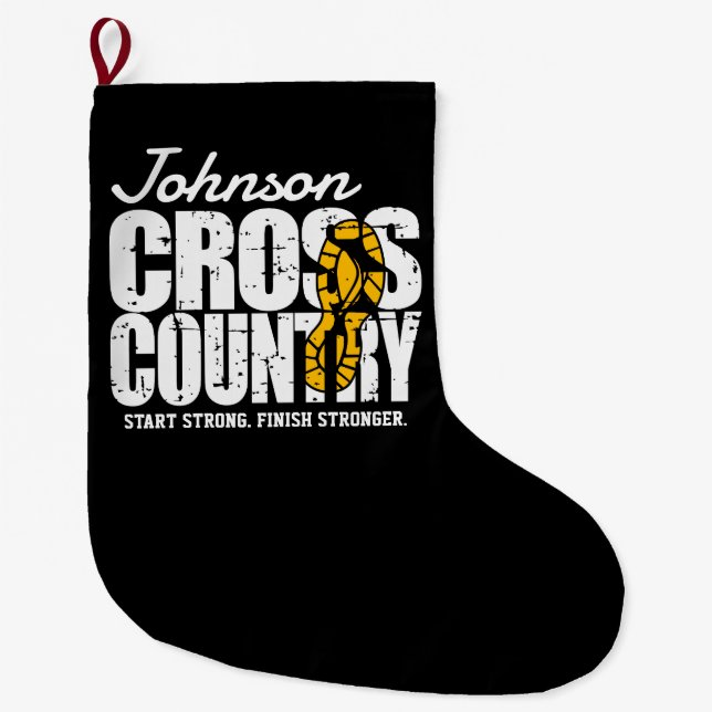 Cross Country ADD TEXT Runner Running Team Player Large Christmas Stocking (Front)