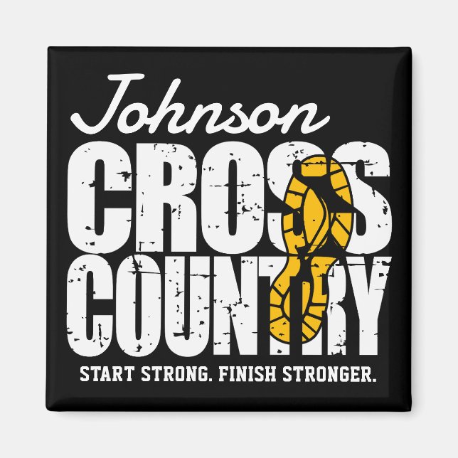 Cross Country ADD TEXT Runner Running Team Player Magnet (Front)
