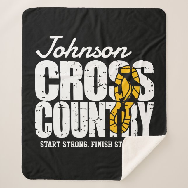 Cross Country ADD TEXT Runner Running Team Player Sherpa Blanket (Front)