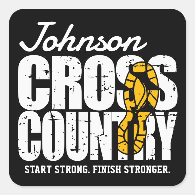 Cross Country ADD TEXT Runner Running Team Player Square Sticker (Front)