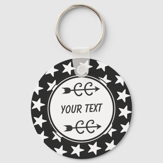 Cross Country Black White Personalized Keychain (Front)
